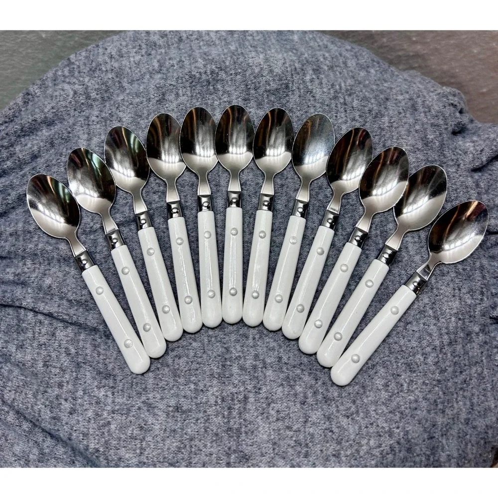 38pc White Laguiole Style Flatware Set Stainless/S Riveted Knives Forks Spoons